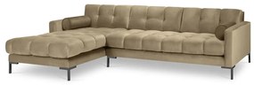 Бежов ъглов диван от кадифе , ляв ъгъл Bali - Cosmopolitan Design