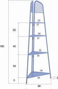 Син метален ъглов рафт за балкон ADDU , височина 180 см MWH - Garden Pleasure