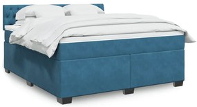3288688 vidaXL Боксспринг легло с матрак, синьо, 180x200 см, кадифе