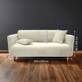 Кремаво триместно ластично покривало за диван Sacha – douceur d'intérieur