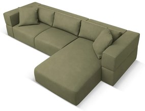 Светлозелен ъглов диван, десен ъгъл Esther – Milo Casa