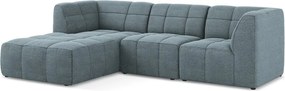 Син ъглов диван от прежда с примки от букле (ляв ъгъл) Aloha – Makamii