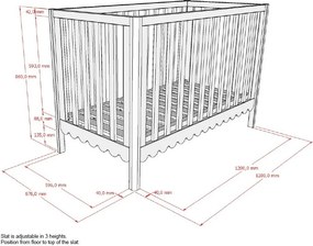 Бежово детско креватче 60x120 cm от масивен бор с регулируема височина Swingo – Vipack