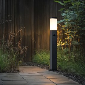 Външна лампа тъмно сива с опалово стъкло 80 см IP44 с контакт и сензор за движение - Malios