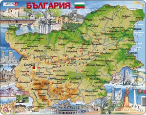 Larsen - Пъзел: Образователен – "Карта на България" – 75 части, голям