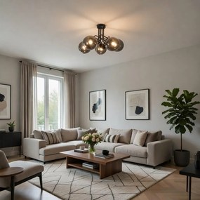 Плафон МОНА, черен/сив, 5хE27