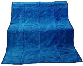 Висококачествено дебело синьо акрилно одеяло с релефен модел Ширина: 160 см | Дължина: 210 см