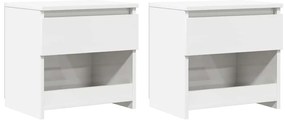 803456 vidaXL Нощни шкафчета, 2 бр, бял гланц, 40x30x39 см, инженерно дърво
