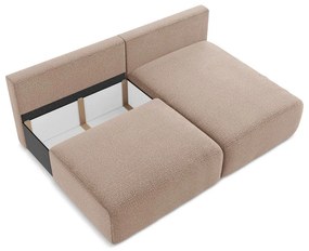 Светлокафяв разтегателен ъглов диван с място за съхранение (десен ъгъл) Kalena – Makamii