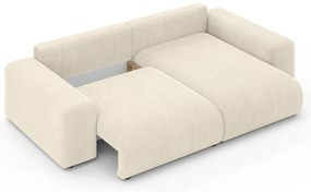 Кремав разтегателен ъглов диван с място за съхранение от рипсено кадифе (променлив) Luma – Ropez