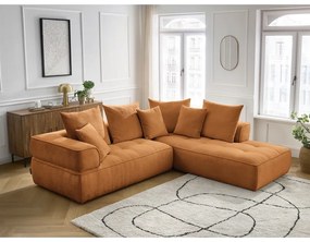 Шенилов ъглов диван в цвят горчица (десен ъгъл/L форма) Whesley – Bobochic Paris