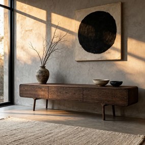 Кафява маса за телевизор от масивен дъб 220x45x45 cm Fawn – Gazzda