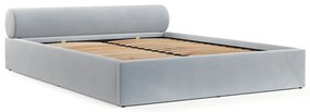 Светлосиво двойно легло 200x200 cm тапицирано с място за съхранение с включена подматрачна рамка Solvo – Maison de Rêve