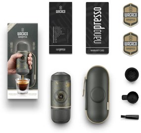 Преносима еспресо машина Wacaco Nanopresso Dark Soul Grey, 18bar, 80 мл, За мляно кафе, Без необходимост от зареждане и батерии, Калъфче, Сив