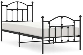 353449 vidaXL Метална рамка за легло с горна и долна табла, черна, 90x190 см