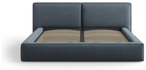 Тъмносиньо тапицирано двойно легло с място за съхранение и решетка 180x200 cm Arendal - Cosmopolitan Design