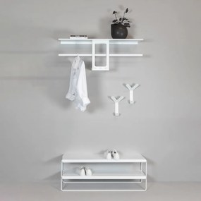 Бяла стоманена стенна закачалка с рафт 100 cm Luno Small – Spinder Design