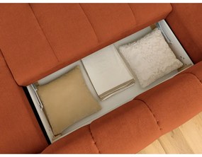 Сгъваем/с място за съхранение ъглов диван в тухлен цвят (ляв ъгъл/U форма) Fuji – Bobochic Paris