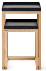 Комплект от 2 странични масички от дъб с черен плот Oak Nest - Wireworks