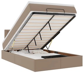 3312151 vidaXL Османска легло с матраци&LED капучино 120x200см изкуствена кожа