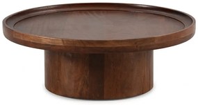 Тъмнокафява кръгла масичка за кафе от масивно манго 80x80 cm Giselle – MOME