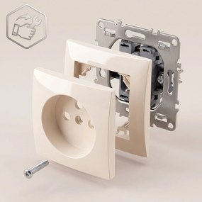 Единичен контакт със заземяване OSTE JNH001-G Beige
