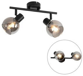 Арт Деко плафон черен с димно стъкло 2 светлини - Vidro