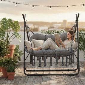 Висящ люлеещ се стол с конструкция, кок за 2 лица POLY