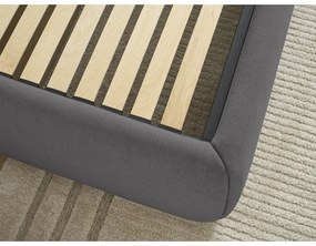 Тъмносиво двойно легло 160x200 cm тапицирано с място за съхранение/без табла с включена подматрачна рамка Inera – Bobochic Paris