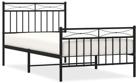 373703 vidaXL Метална рамка за легло с горна и долна табла, черна, 100x190 см