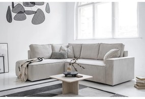 Бял разтегателен ъглов диван от рипсено кадифе (ляв ъгъл) Brave Dave – Miuform