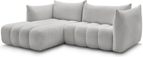 Светлосив ъглов диван от прежда с примки от букле (ляв ъгъл) Azra – Bobochic Paris