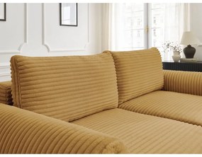 Разтегателен диван от рипсено кадифе в цвят горчица 257 cm Lucien – Bobochic Paris