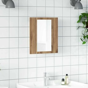 856280 vidaXL LED шкаф за баня с огледало, дъб артизан, 40x12x45 см
