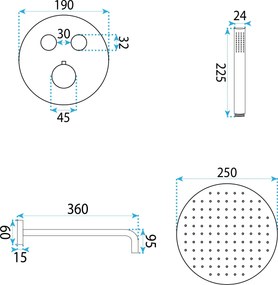 Душ система за вграждане Rea Lungo Diamond Gold+ BOX