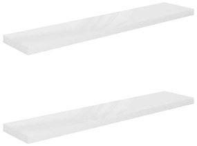 323758 vidaXL Окачени стенни рафтове, 2 бр, бял гланц, 120x23,5x3,8 см, МДФ
