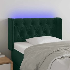 3123605 vidaXL LED горна табла за легло, тъмнозелена, 83x16x78/88 см, кадифе
