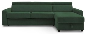 Тъмнозелен разтегателен ъглов диван от рипсено кадифе (променлив) Monaco – Bobochic Paris