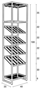 Черна метална стойка за вино за 20 бутилки, 48x180 cm Cantor - Zuiver