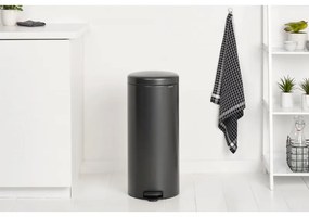 Кош за боклук с педал Brabantia NewIcon 1008850, 30 л, Плавно затваряне, Противоплъзгаща основа, Тъмносив