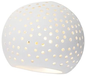 Модерна стенна лампа Бяла мазилка Сфера със светлинен ефект - Blur