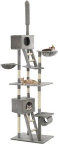 170522 vidaXL Котешко дърво със сизалени стълбове, 230-260 см, сиво