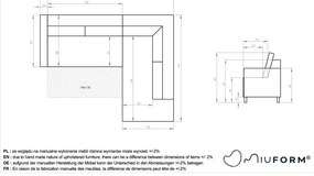 Сив разтегателен ъглов диван от рипсено кадифе (десен ъгъл) Lofty Lilly – Miuform