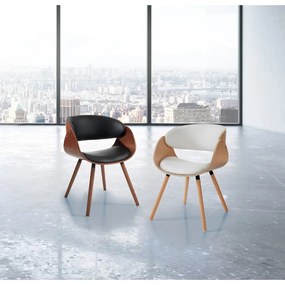 Черен/тъмнокафяв тапициран трапезен стол с подлакътници Visby Evo – Tomasucci