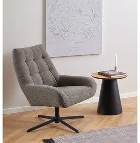 Кръгла масичка за кафе в черен и естествен цвят с дъбов плот ø 45 cm Soli - Actona