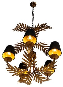 Полилей златен с черен памучен абажур 5-светлина - Botanica