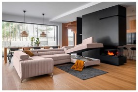 Розов сгъваем/с място за съхранение ъглов диван (десен ъгъл/U форма) Louis – ELTAP