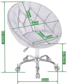 Кадифен офис стол RUNDO Сив