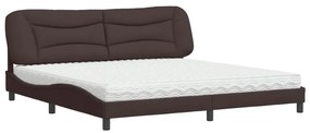 3208558 vidaXL Легло с матрак Hvar, тъмнокафяво, 200x200 см, плат