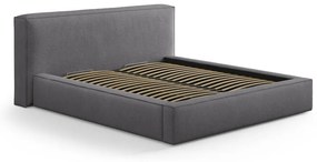 Тъмносиво двойно легло 140x200 cm тапицирано с място за съхранение с включена подматрачна рамка Simon Olivia – Micadoni